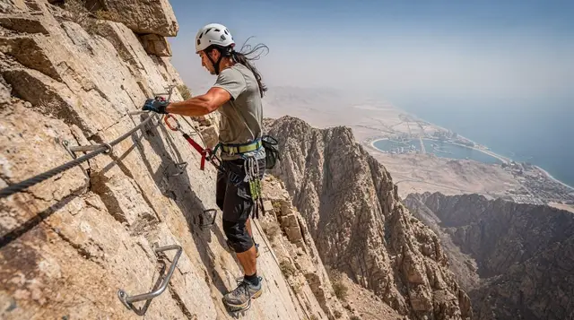 Jebel Jais via ferrata: the UAE's only fixed-cable climbing route