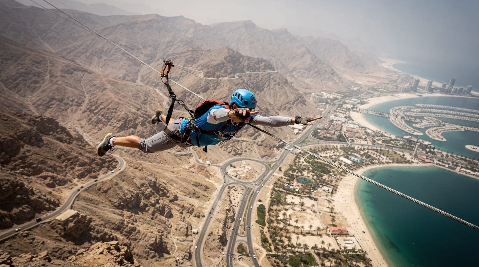 Adventure & thrills — Skydiving over the Palm, the Jebel Jais zipline, hot-air balloons and Hatta adve